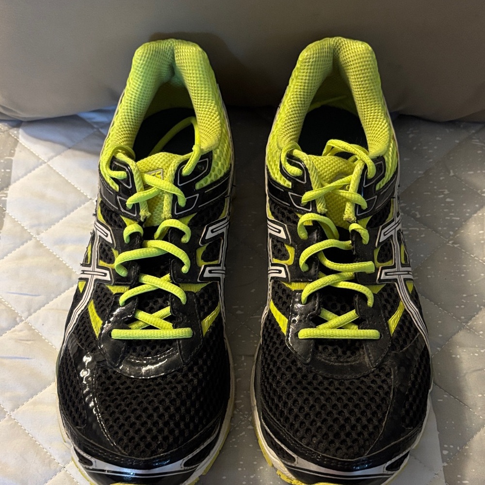 Asics Black and Neon Yellow Running Shoes